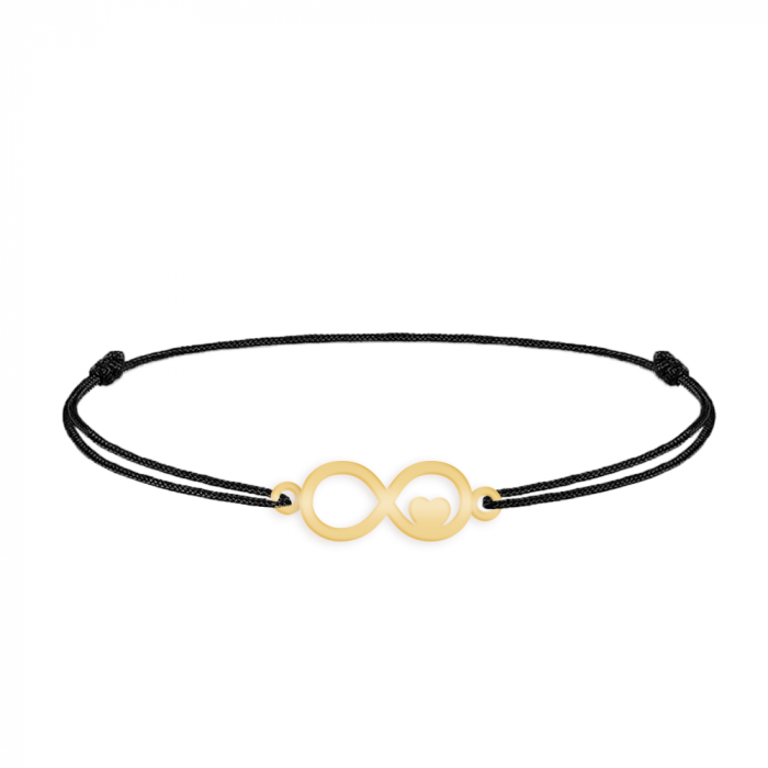 Bratara personalizata snur infinit si inimioara din argint 925 placat cu aur galben 24K [2]