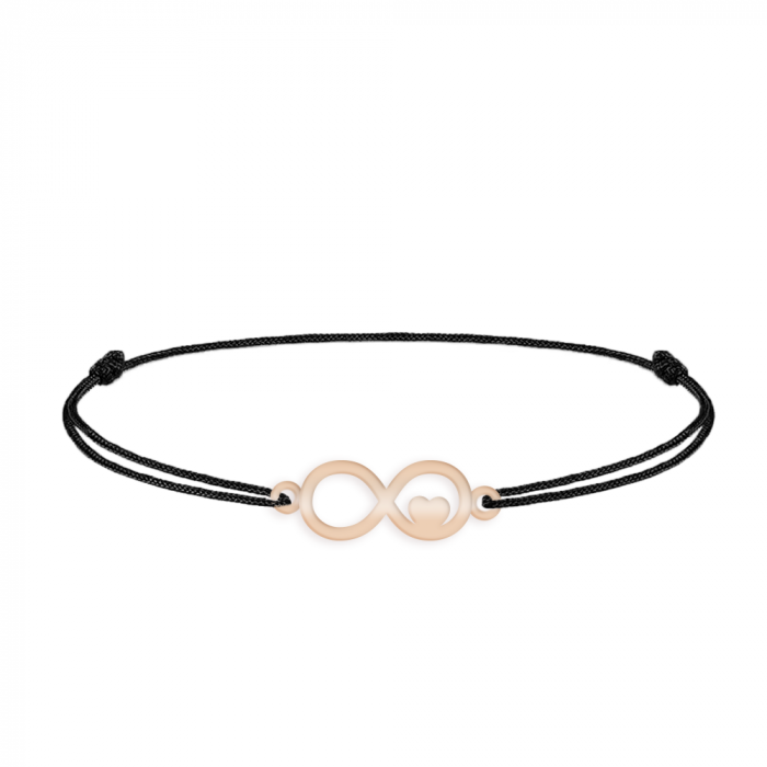 Bratara personalizata snur infinit si inimioara din argint 925 placat cu aur roz [2]