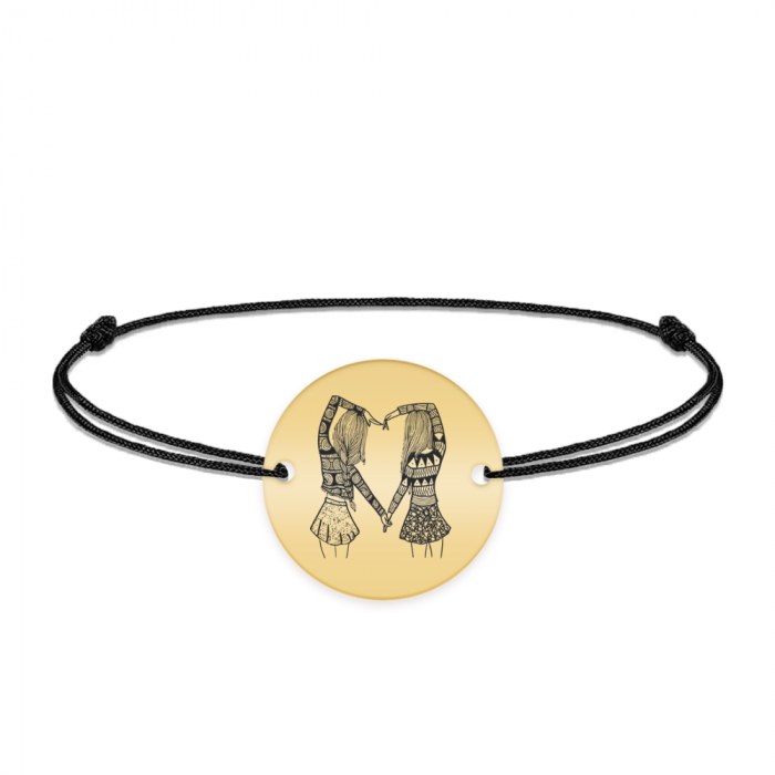 Anabella - Bratara personalizata snur si banut pentru prietene/surori din argint 925 placat cu aur galben 24K [2]