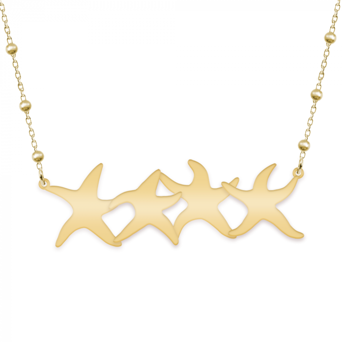 Andreea - Colier personalizat cu stelute de mare din argint 925 placat cu aur 24K galben [2]