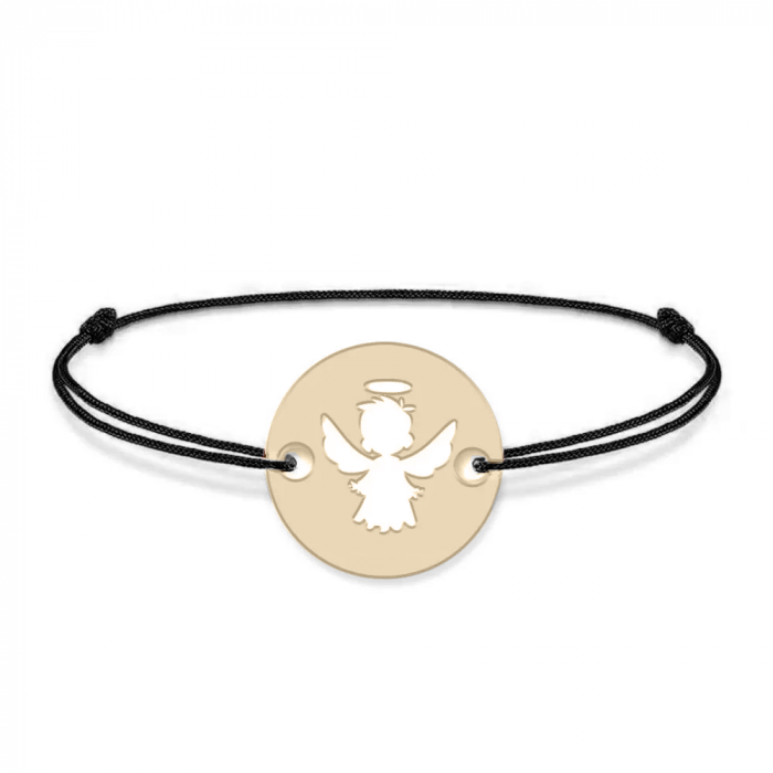 Angel - Bratara personalizata snur si banut cu ingeras din Aur 14 karate - 0,25 grame,10 mm [3]