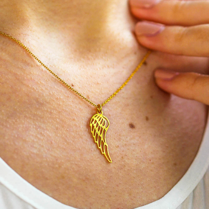 Angela - Colier personalizat aripa din argint 925 placat cu aur galben 24K [2]