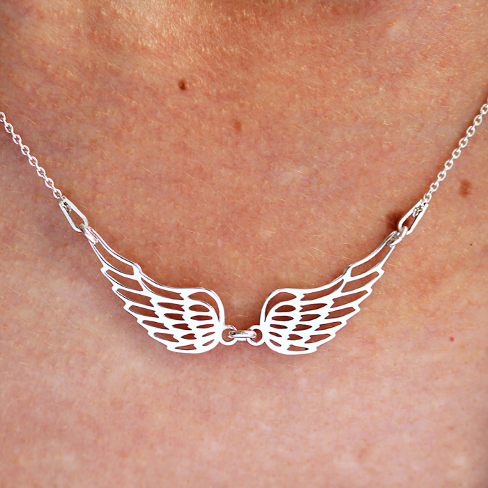 Angela - Colier personalizat doua aripi ingeras din argint 925 placat cu aur galben 24K [2]