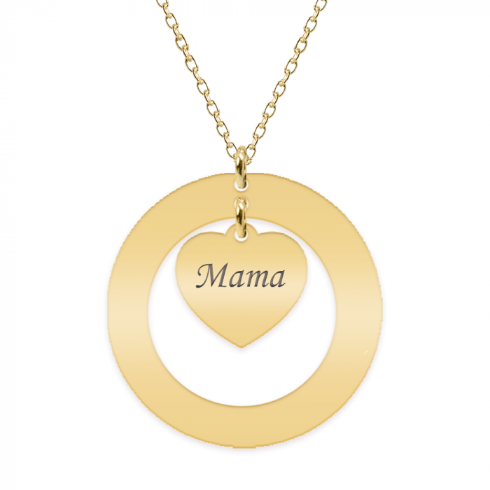 Anne - Colier personalizat din argint 925 placat cu aur galben 24K, cu cerc si inimioara [4]