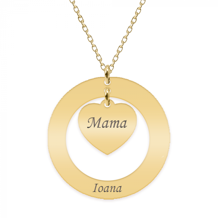 Anne - Colier personalizat din argint 925 placat cu aur galben 24K, cu cerc si inimioara [3]