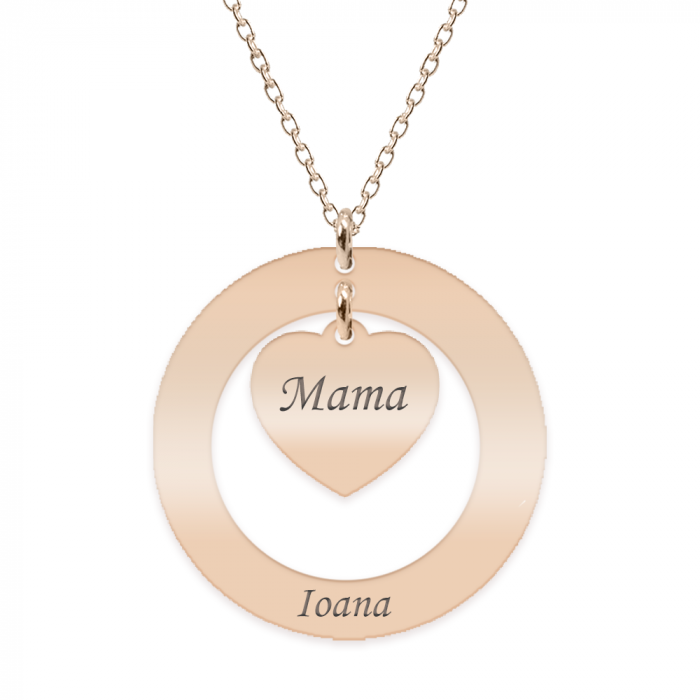 Anne - Colier personalizat din argint 925 placat cu aur roz, cu cerc si inimioara [3]