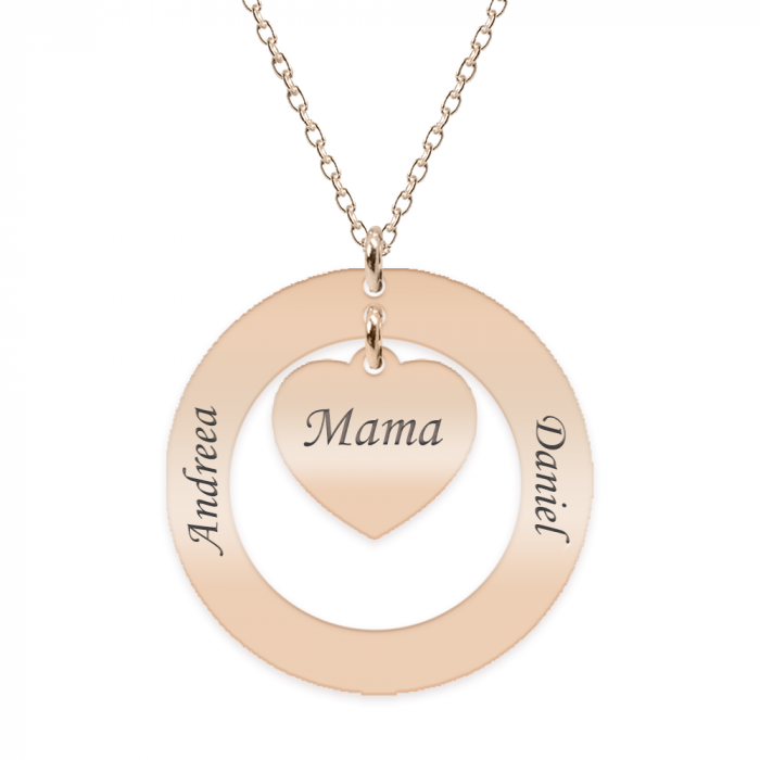 Anne - Colier personalizat din argint 925 placat cu aur roz, cu cerc si inimioara [4]