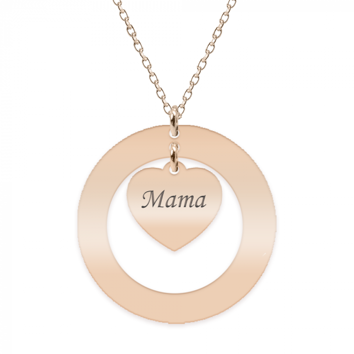Anne - Colier personalizat din argint 925 placat cu aur roz, cu cerc si inimioara [2]