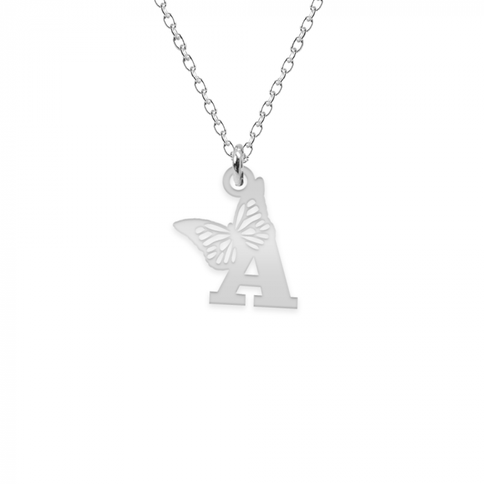 Colier personalizat cu litera si fluturas din argint 925 [2]