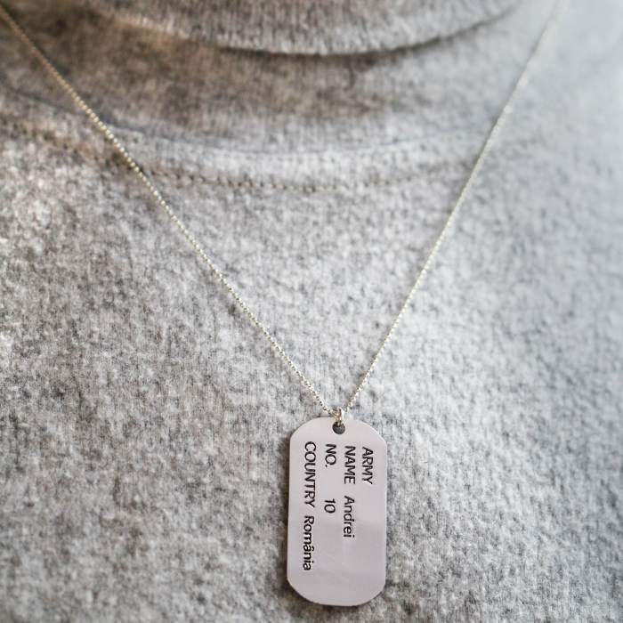 Army - Colier personalizat din argint 925 placat cu aur galben 24K - dog tag [2]