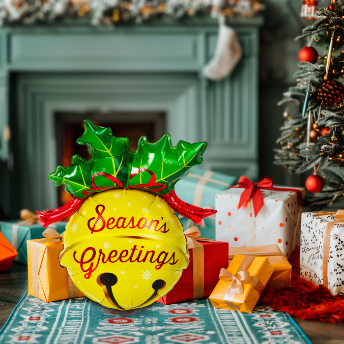 Balon de Craciun - folie de aluminiu - clopotel - 58 x 78 cm [2]