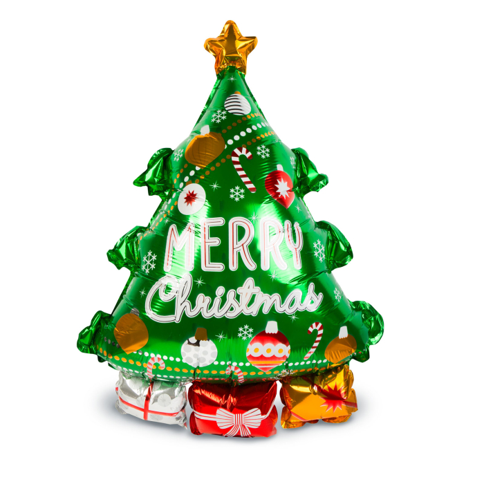 Balon Folie Brad de Crăciun, 80 × 55 cm, cu Pai pentru Umflare [2]