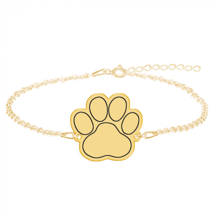 Bella- Bratara personalizata din argint placat cu aur galben 24K cu talisman labuta [2]