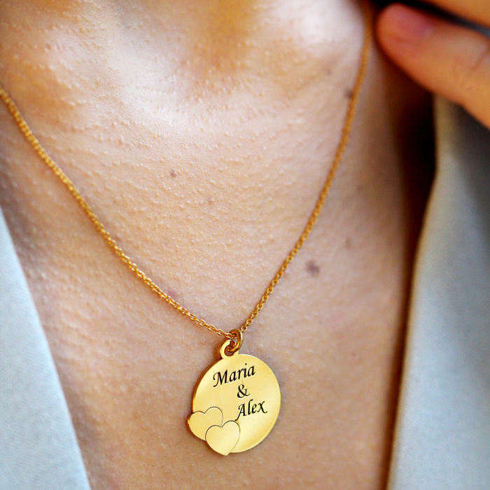 Beth - Colier personalizat banut cu inimioare si nume argint 925 placat cu aur roz [2]