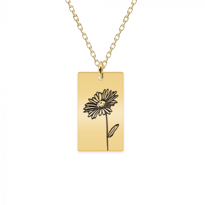 Colier personalizat cu floarea specifica lunii de nastere a fiecaruia - argint 925 placat cu aur 24K [4]