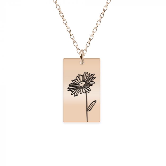 Colier personalizat cu floarea specifica lunii de nastere a fiecaruia - argint 925 placat cu aur roz [4]