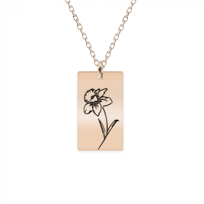 Colier personalizat cu floarea specifica lunii de nastere a fiecaruia - argint 925 placat cu aur roz [3]