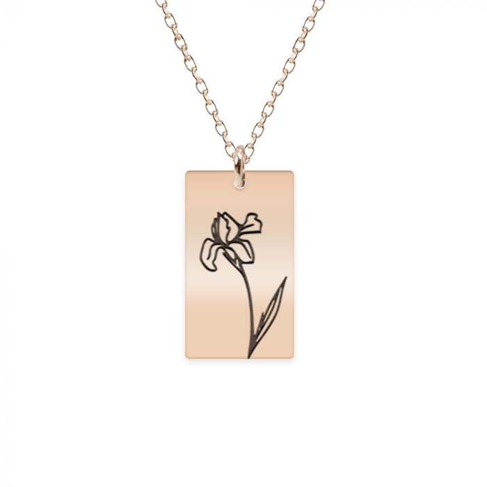 Colier personalizat cu floarea specifica lunii de nastere a fiecaruia - argint 925 placat cu aur roz [2]