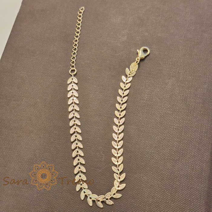 Bratara Sylva – placata aur 18K, 19+5 cm, frunzulițe, Brazilia [1]