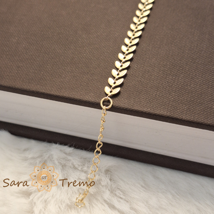 Bratara Sylva – placata aur 18K, 19+5 cm, frunzulițe, Brazilia [8]