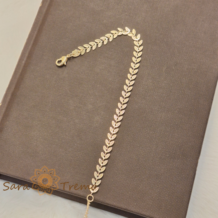 Bratara Sylva – placata aur 18K, 19+5 cm, frunzulițe, Brazilia [7]