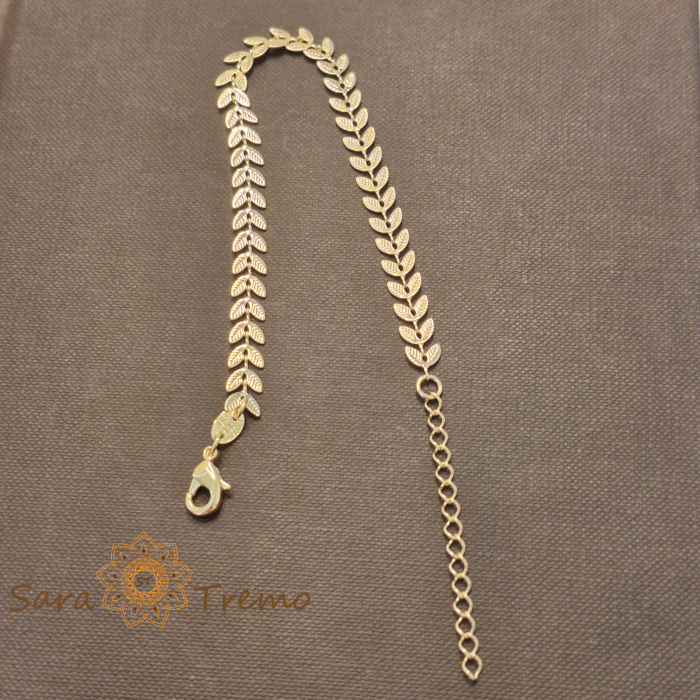 Bratara Sylva – placata aur 18K, 19+5 cm, frunzulițe, Brazilia [2]