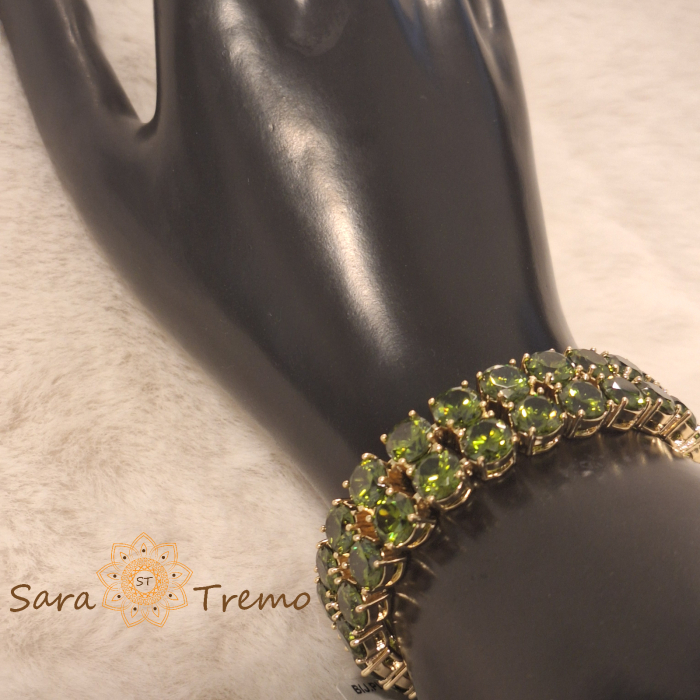 Bratara Esmeralda – placata aur 14K cu zirconia verde, 18 cm [5]