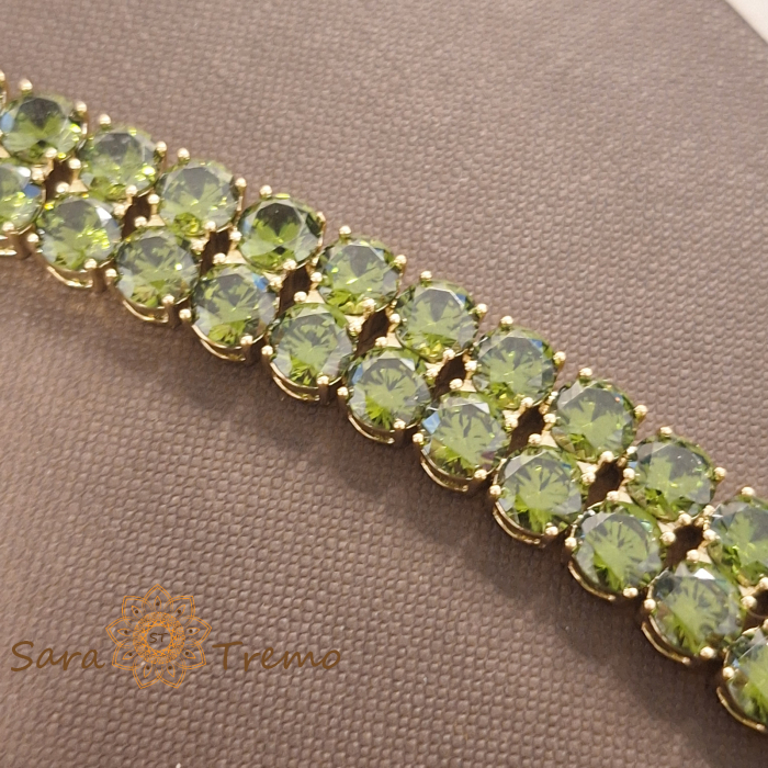Bratara Esmeralda – placata aur 14K cu zirconia verde, 18 cm [4]