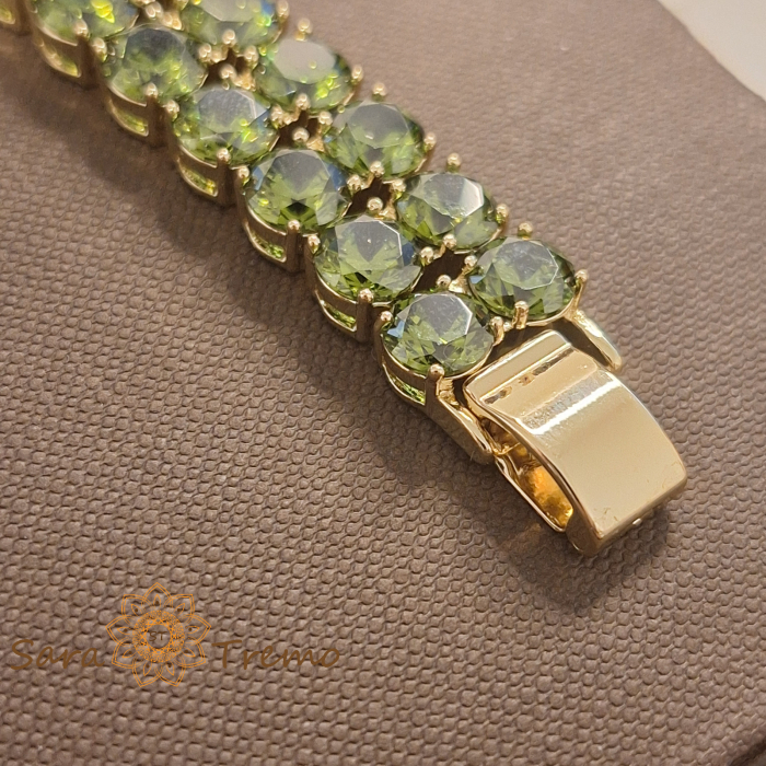 Bratara Esmeralda – placata aur 14K cu zirconia verde, 18 cm [2]