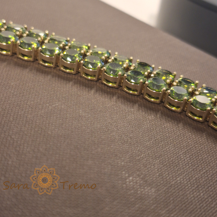Bratara Esmeralda – placata aur 14K cu zirconia verde, 18 cm [6]