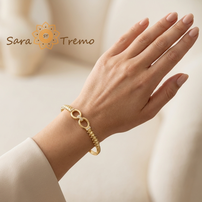 Bratara Legatura Regala – Bratara fixa placata cu aur 14K cu zirconia [3]