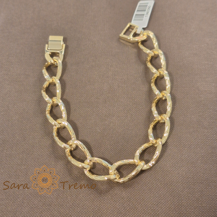 Bratara Ancora – unisex, placata aur 14K, zale ovale texturate, 21 cm [1]
