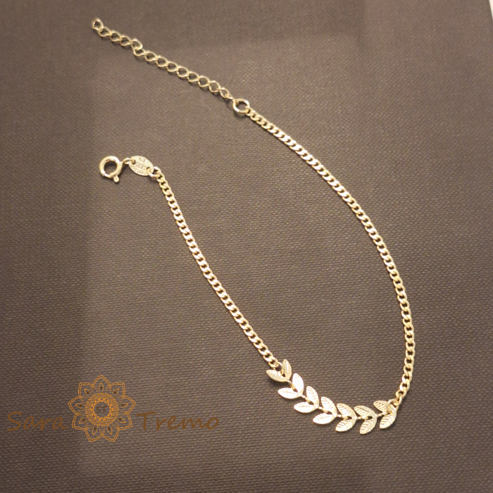Bratara Daphne – placata aur 18K, 20+5 cm, frunzulite, Brazilia [1]