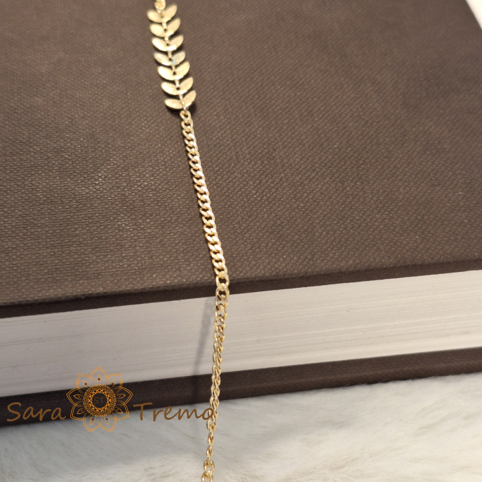 Bratara Daphne – placata aur 18K, 20+5 cm, frunzulite, Brazilia [5]