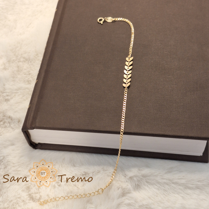 Bratara Daphne – placata aur 18K, 20+5 cm, frunzulite, Brazilia [4]