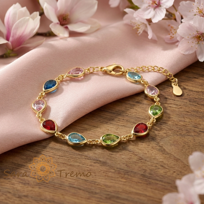 Bratara Regina Culorilor – Bratara reglabila placata cu aur 14K cu cristale multicolore [2]