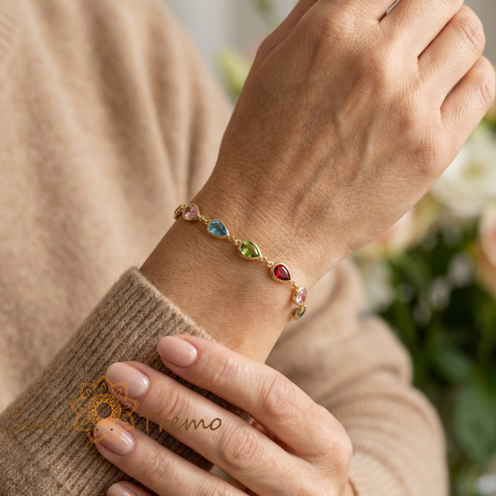 Bratara Regina Culorilor – Bratara reglabila placata cu aur 14K cu cristale multicolore [3]