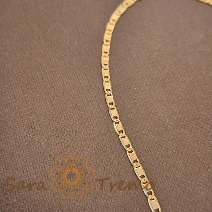 Brățară clasică unisex placată cu aur 18K, model cu plăcuțe - 19 cm [2]