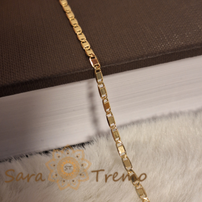 Brățară clasică unisex placată cu aur 18K, model cu plăcuțe - 19 cm [3]