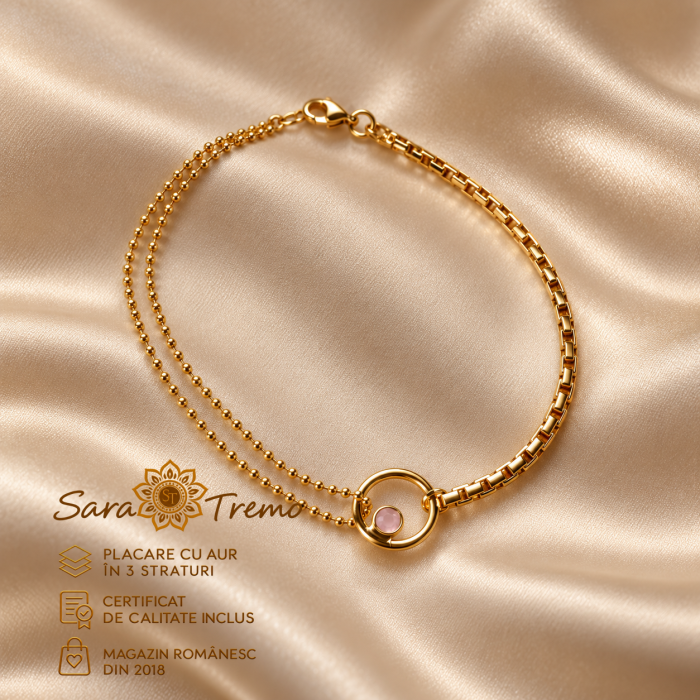 Brățară Rosé Orbit cu cristal roz, aur 18K | SaraTremo [3]