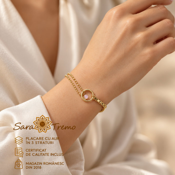 Brățară Rosé Orbit cu cristal roz, aur 18K | SaraTremo [2]