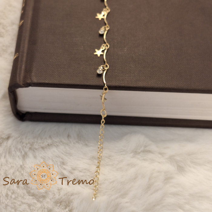 Bratara Stella – placata aur 18K, 19+5 cm, stelute si zirconia, Brazilia [6]