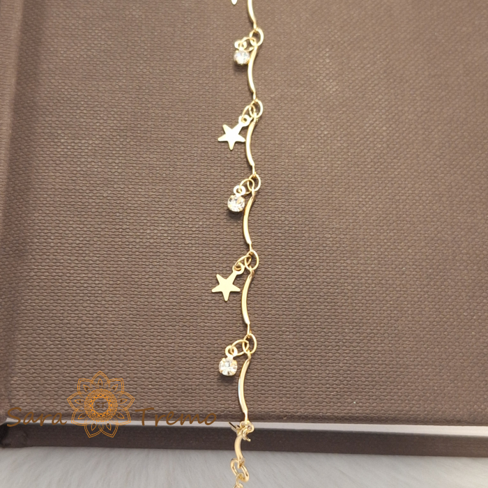 Bratara Stella – placata aur 18K, 19+5 cm, stelute si zirconia, Brazilia [5]