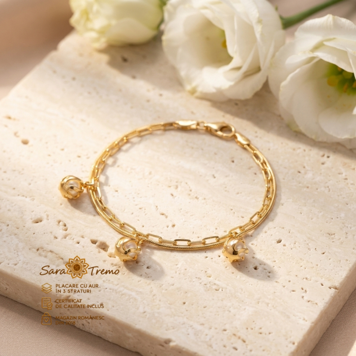 Brățară dublă Bella Sonora, aur 18K, 19 cm | SaraTremo [3]