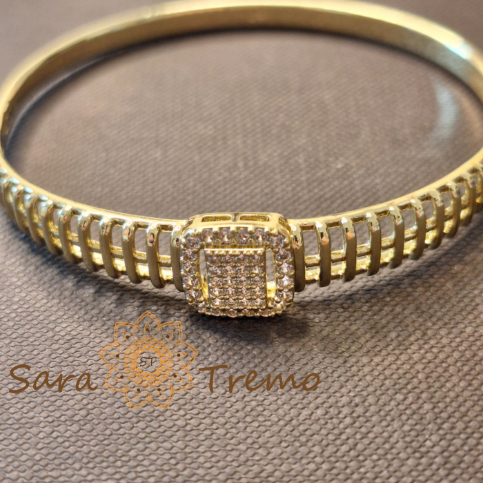 Bratara Ora Regala – model ceas bijuterie, cu zirconia, placata aur 14K [4]