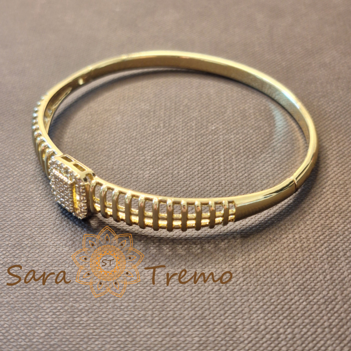 Bratara Ora Regala – model ceas bijuterie, cu zirconia, placata aur 14K [2]