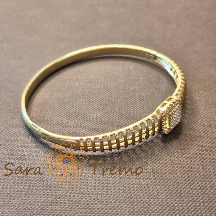 Bratara Ora Regala – model ceas bijuterie, cu zirconia, placata aur 14K [3]