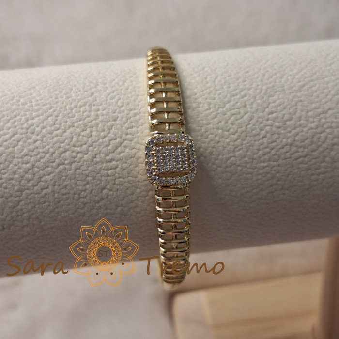 Bratara Ora Regala – model ceas bijuterie, cu zirconia, placata aur 14K [7]