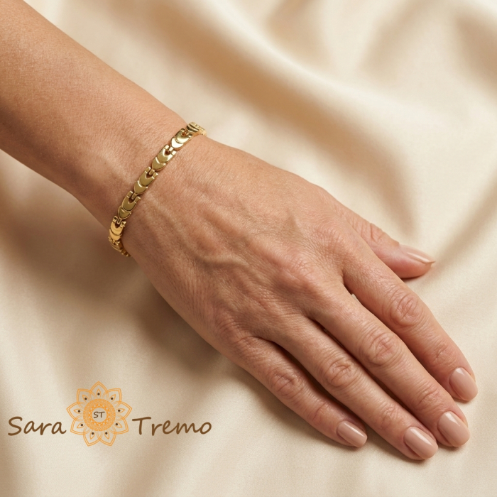 Brățară unisex Nereo, placaj triplu cu aur 14K, 19 cm [2]