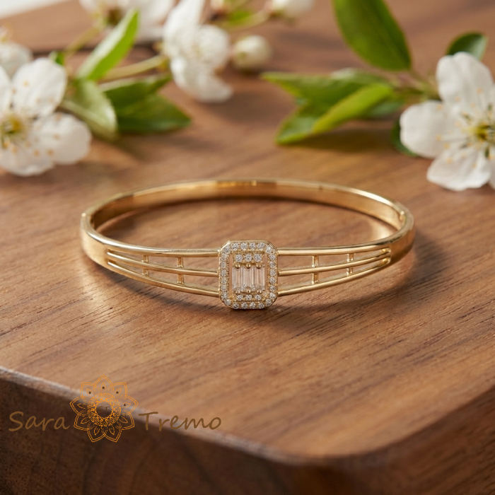 Bratara Regal Essence – Bratara fixa placata cu aur 14K cu zirconia albe [2]